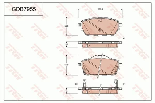Brake Pad Set, Disc Brake GDB7955DT - TRW