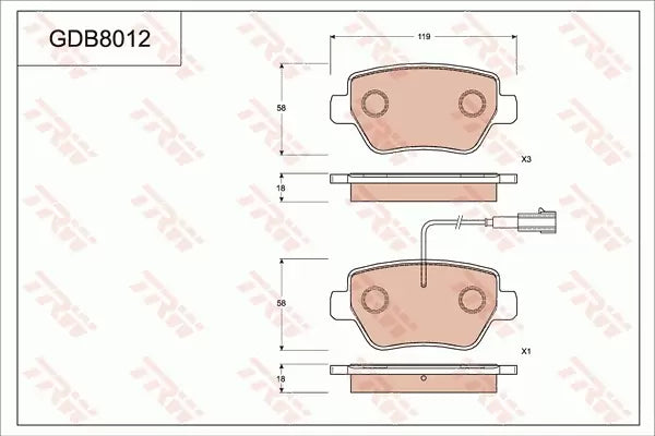 Brake Pad Set, Disc Brake GDB8012 - TRW