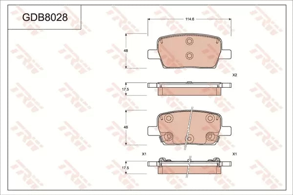 Brake Pad Set, Disc Brake GDB8028DT - TRW