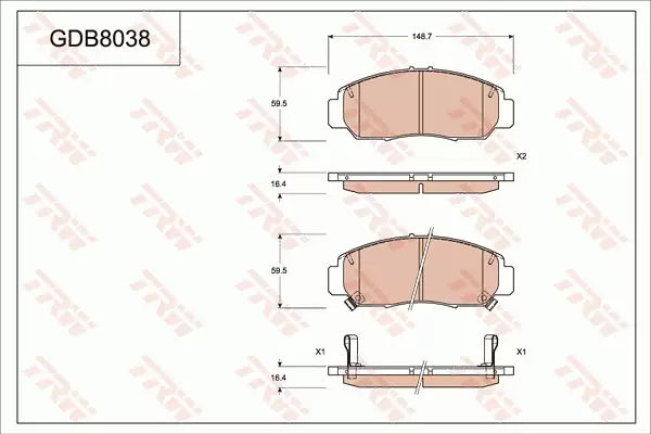 Brake Pad Set, Disc Brake GDB8538DT - TRW