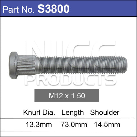 Long wheel stud S3800 - Nice Products | Universal Auto Spares