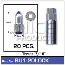 BULLET Lock (20) Nuts BU1-20LOCK - Nice Products | Universal Auto Spares
