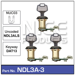 Door Lock set 3 NDL3A-3 - Nice Products | Universal Auto Spares