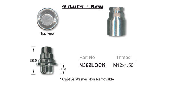 Lock Nuts (set of 4) N362LOCK - Nice Products | Universal Auto Spares
