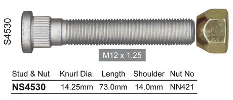 Long Stud & Nut NS4530 - Nice Products | Universal Auto Spares