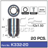 Lock Nuts 20+Key K332-20 - Nice Products | Universal Auto Spares