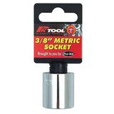 16mm 6PT 3/8” Drive Metric Cr-V Regular Socket - PKTool