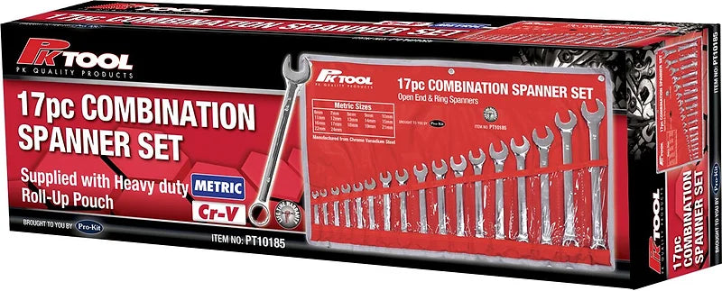 17 Pieces Metric CR-V Combination Spanner Set - PKTool | Universal Auto Spares