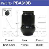 Black Wheel Nut PBA319B - Nice Products | Universal Auto Spares