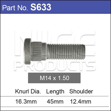 Wheel Stud S633 - Nice Products | Universal Auto Spares