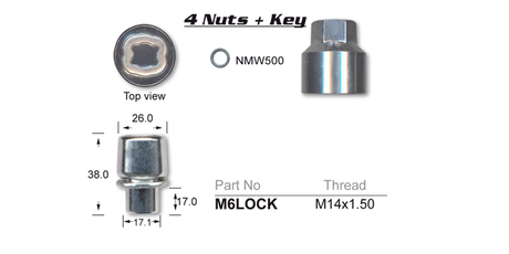 Lock Nuts (set of 4) M6LOCK - Nice Products | Universal Auto Spares
