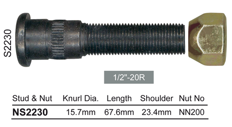 Long Stud & Nut NS2230 - Nice Products | Universal Auto Spares