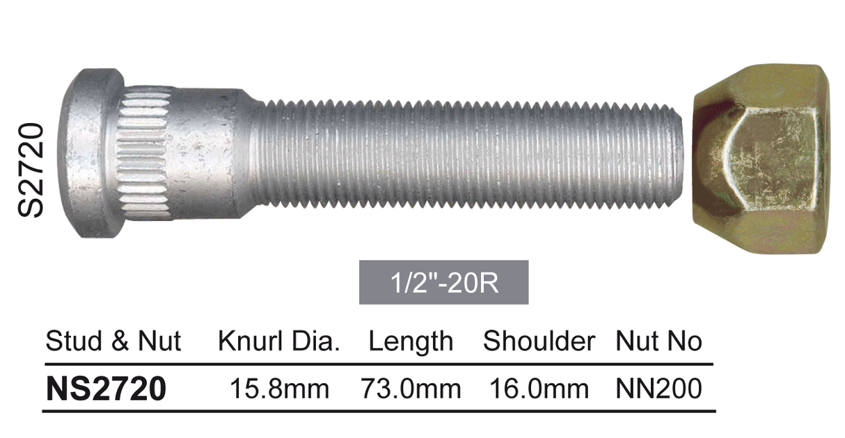 Long Stud & Nut NS2720 - Nice Products | Universal Auto Spares