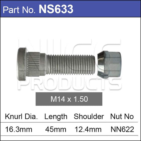 Stud & Nut NS633 - Nice Products | Universal Auto Spares