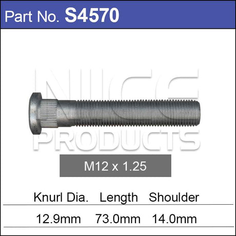 Long wheel stud S4570 - Nice Products | Universal Auto Spares