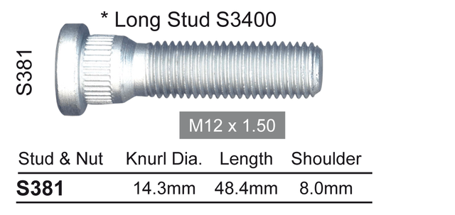Wheel Stud S381 - Nice Products | Universal Auto Spares
