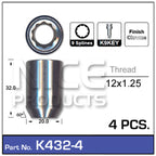 Lock nuts (4 pcs + key) K432-4 - Nice Products | Universal Auto Spares