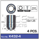 Lock nuts (4 pcs + key) K432-4 - Nice Products | Universal Auto Spares