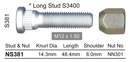 Stud & Nut NS381 - Nice Products | Universal Auto Spares