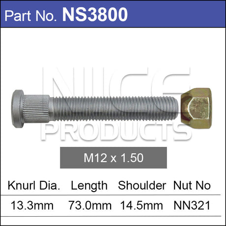 Long Stud & Nut NS3800 - Nice Products | Universal Auto Spares