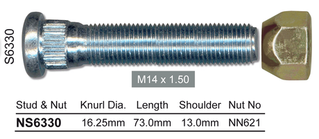 Long Stud & Nut NS6330 - Nice Products | Universal Auto Spares