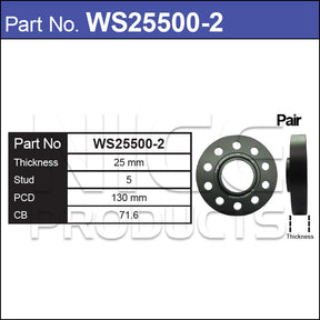 Hub Centric Wheel Spacers WS25500-2 - Nice Products | Universal Auto Spares