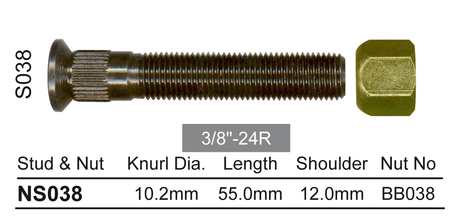 Stud & Nut NS038 - Nice Products | Universal Auto Spares