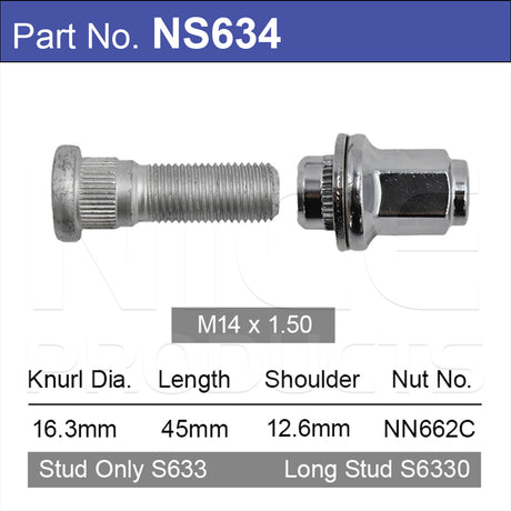 Stud & Nut NS634 - Nice Products | Universal Auto Spares