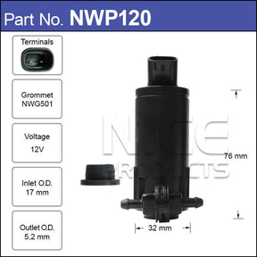 Washer Pump NWP120 - Nice Products | Universal Auto Spares