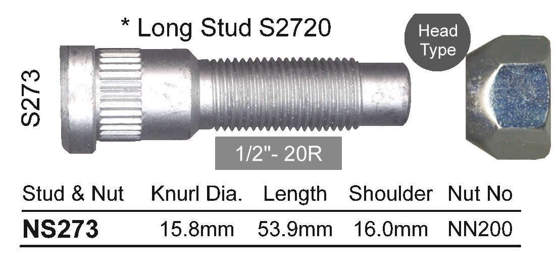 Stud & Nut NS273 - Nice Products | Universal Auto Spares