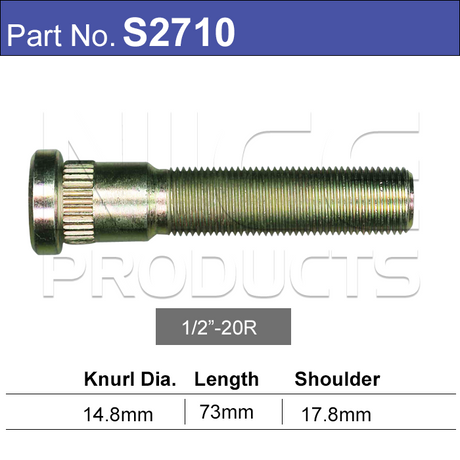 Long wheel stud S2710 - Nice Products | Universal Auto Spares