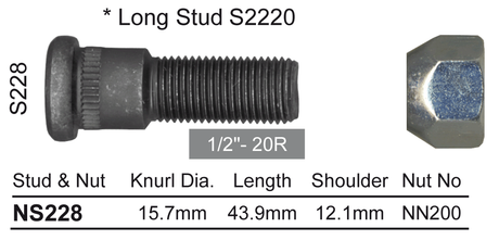 Stud & Nut (218) NS228 - Nice Products | Universal Auto Spares