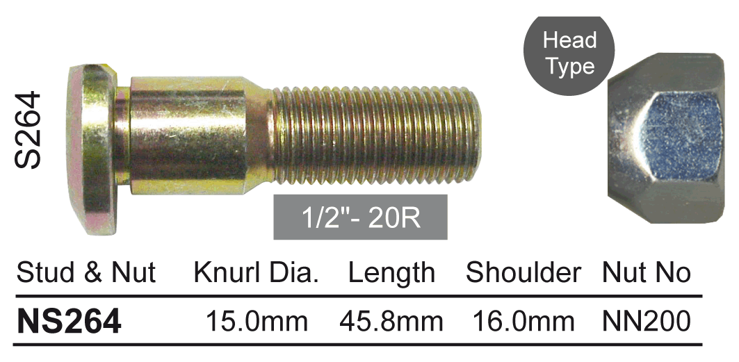 Stud & Nut NS264 - Nice Products | Universal Auto Spares