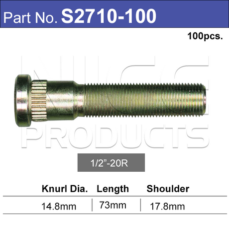 Long wheel stud S2710-100 - Nice Products | Universal Auto Spares