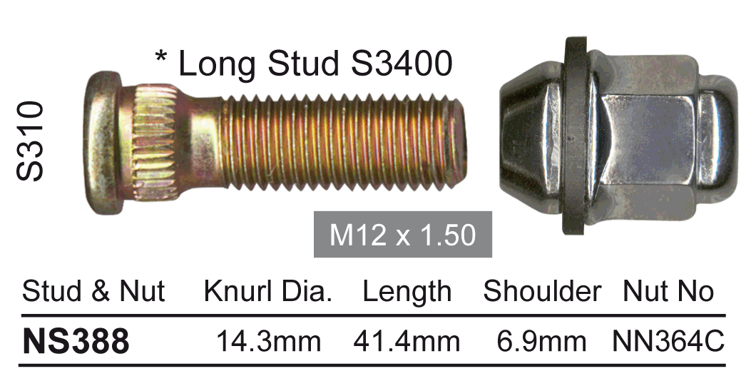 Stud & Nut NS388 - Nice Products | Universal Auto Spares