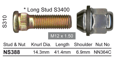 Stud & Nut NS388 - Nice Products | Universal Auto Spares