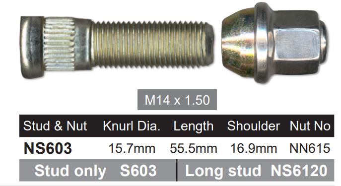 Stud & Nut NS603 - Nice Products | Universal Auto Spares