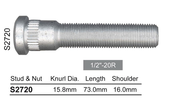 Long wheel stud S2720-100 - Nice Products | Universal Auto Spares