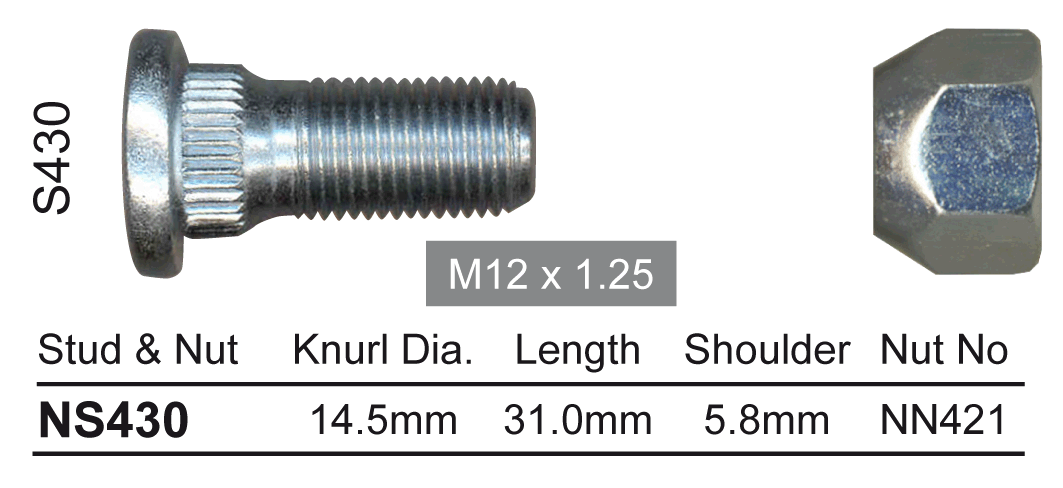 Stud & Nut NS430 - Nice Products | Universal Auto Spares