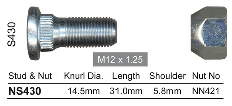Stud & Nut NS430 - Nice Products | Universal Auto Spares
