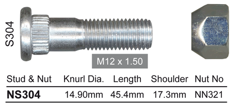 Stud & Nut NS304 - Nice Products | Universal Auto Spares