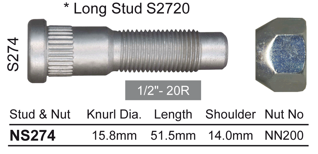 Stud & Nut NS274 - Nice Products | Universal Auto Spares