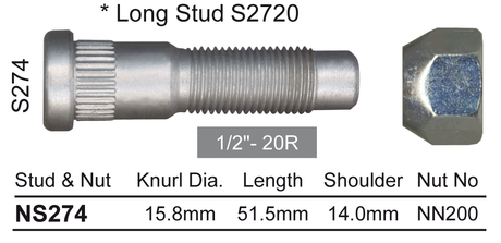 Stud & Nut NS274 - Nice Products | Universal Auto Spares