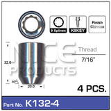 lock nuts (4 pcs + key) K132-4 - Nice Products | Universal Auto Spares