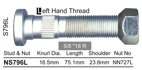 Stud & Nut NS796L - Nice Products | Universal Auto Spares