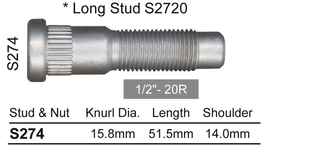 Wheel Stud S274 - Nice Products | Universal Auto Spares