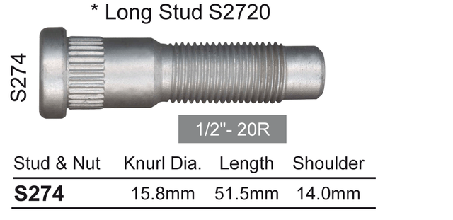 Wheel Stud S274 - Nice Products | Universal Auto Spares