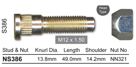 Stud & Nut NS386 - Nice Products | Universal Auto Spares