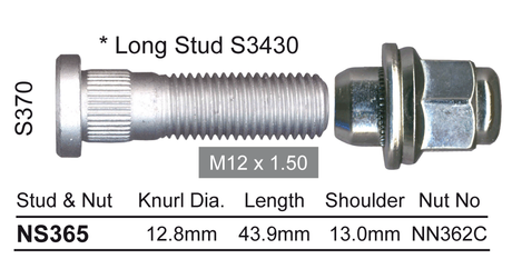 Stud & Nut NS365 - Nice Products | Universal Auto Spares