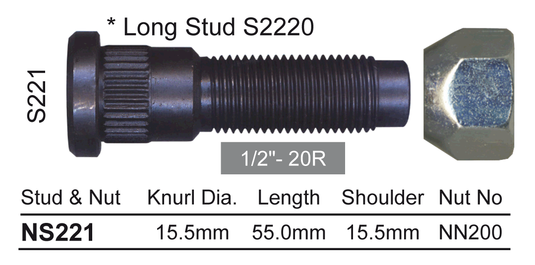 Wheel Stud & Nut NS221 - Nice Products | Universal Auto Spares